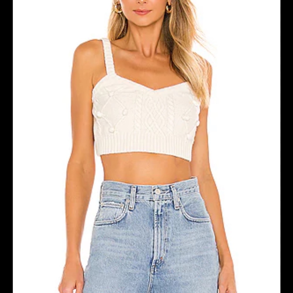 NWT For Love & Lemons Cream Florentina Crop Tank Top